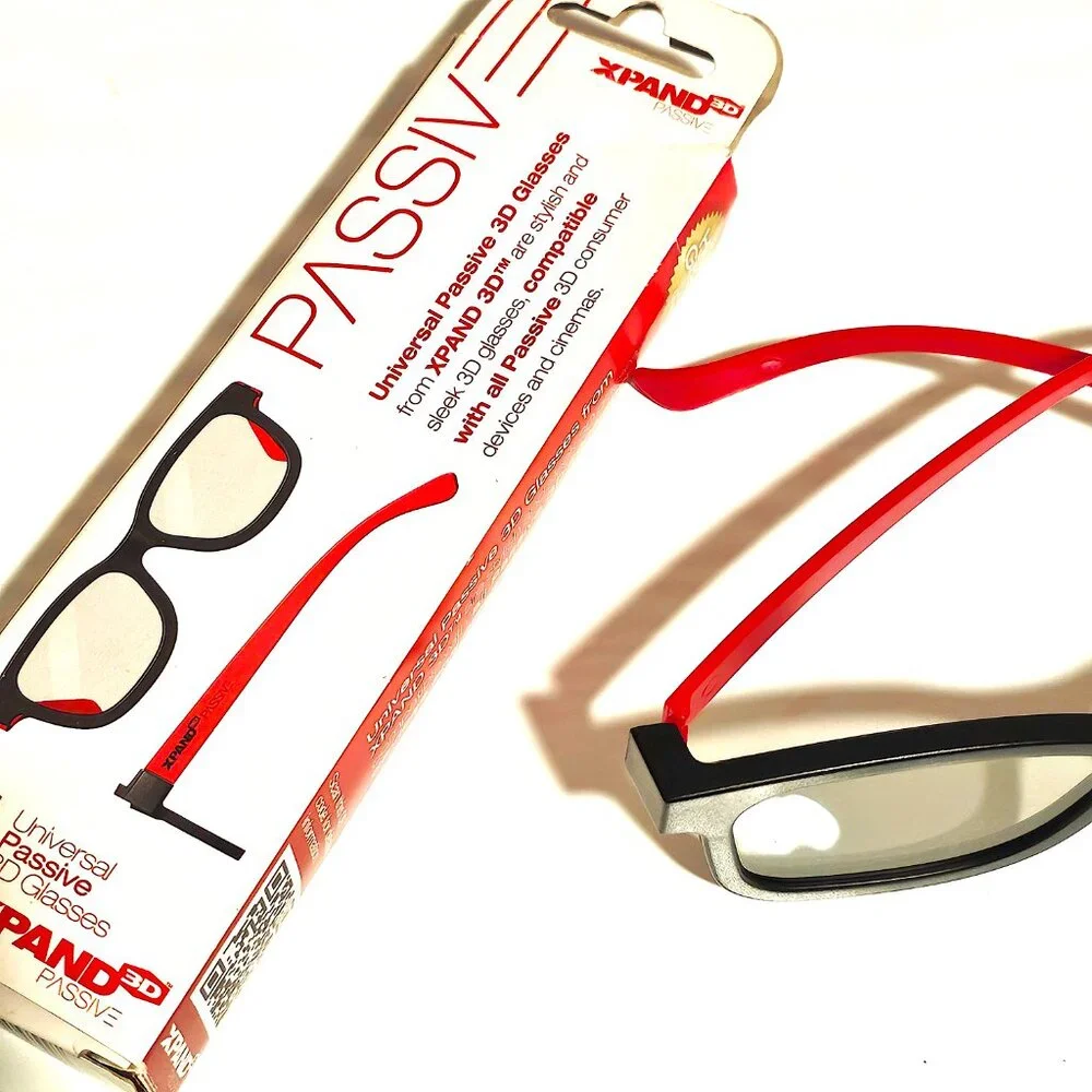 XPAND 3D Passive Universal 3D Glasses Set of 2, Black Red Movie Theater Cinema